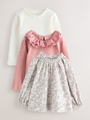Pink/Neutral Long Sleeve Embroidered Tops (3mths-7yrs) - Image 1 of 12