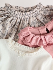 Pink/Neutral Long Sleeve Embroidered Tops (3mths-7yrs) - Image 6 of 12