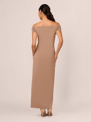 Adrianna Papell Natural Off Shoulder Long Dress - Image 2 of 7