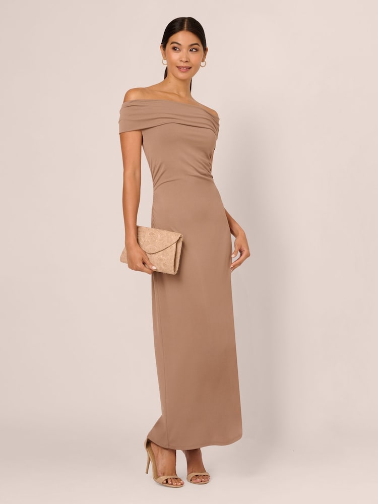 adrianna papell dresses off the shoulder Long Sleeve Bridal Gown by 31180 this floral dress is the missing piece for your next evening out Adrianna Papell Ivory Gown Beaded