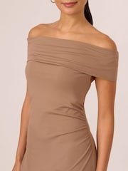 Adrianna Papell Natural Off Shoulder Long Dress - Image 4 of 7