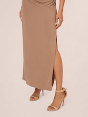 Adrianna Papell Natural Off Shoulder Long Dress - Image 5 of 7