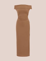 Adrianna Papell Natural Off Shoulder Long Dress - Image 6 of 7