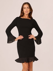 Adrianna Papell Crepe Combo Black Short Dress - Image 1 of 7