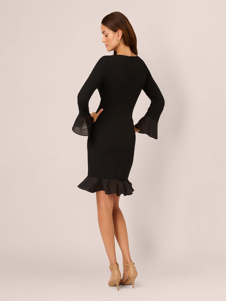 Adrianna Papell Crepe Combo Black Short Dress - Image 2 of 7