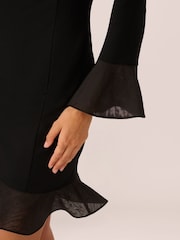 Adrianna Papell Crepe Combo Black Short Dress - Image 4 of 7