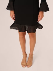 Adrianna Papell Crepe Combo Black Short Dress - Image 5 of 7