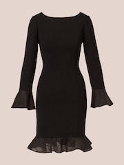 Adrianna Papell Crepe Combo Black Short Dress - Image 6 of 7