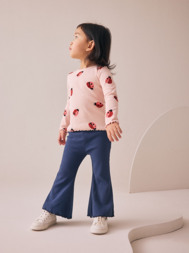 Navy/Pink Top and Flared Leggings Set 3 Pack (3mths-7yrs) - Image 1 of 2 Navy/Pink Top and Flared Leggings Set 3 Pack (3mths-7yrs) - Image 1 of 2