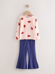 Navy/Pink Top and Flared Leggings Set 3 Pack (3mths-7yrs) - Image 10 of 11
