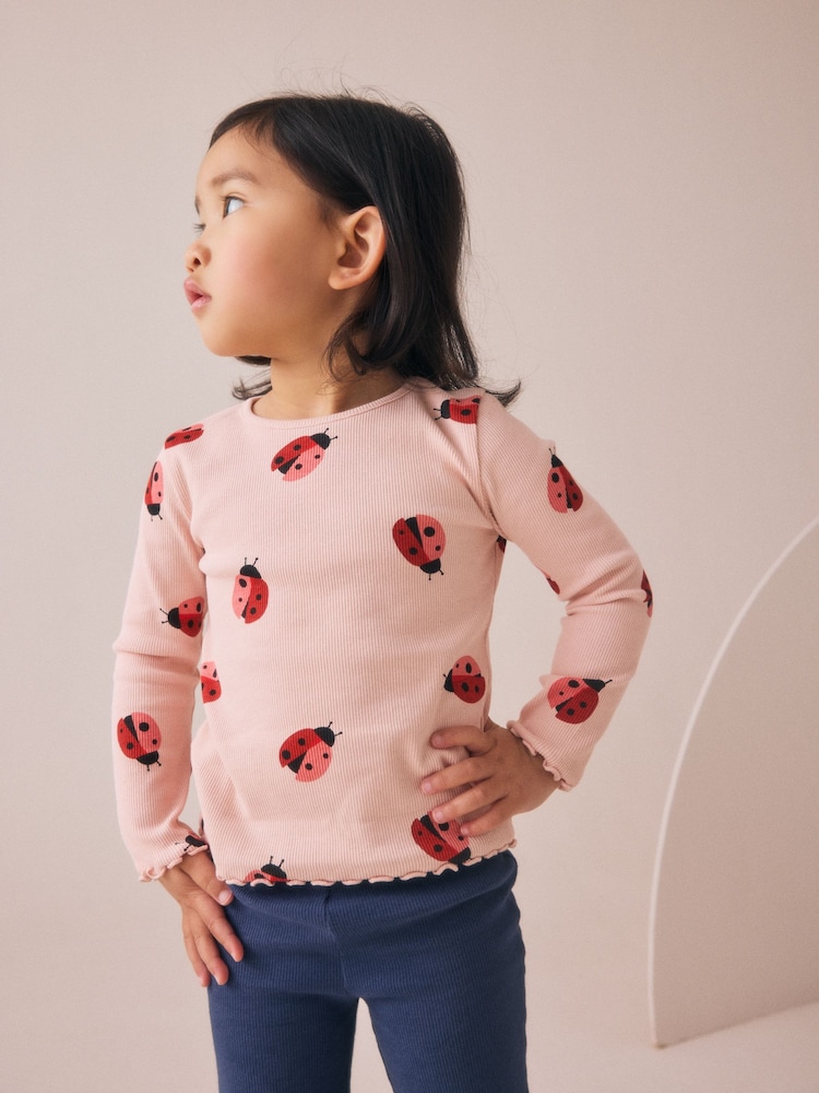 Navy/Pink Top and Flared Leggings Set 3 Pack (3mths-7yrs) - Image 2 of 2 Navy/Pink Top and Flared Leggings Set 3 Pack (3mths-7yrs) - Image 2 of 2