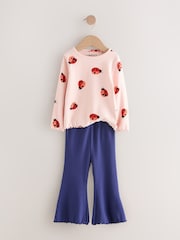 Navy/Pink Top and Flared Leggings Set 3 Pack (3mths-7yrs) - Image 8 of 11