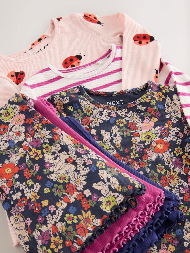 Navy/Pink Top and Flared Leggings Set 3 Pack (3mths-7yrs) - Image 8 of 8