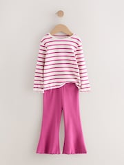 Navy/Pink Top and Flared Leggings Set 3 Pack (3mths-7yrs) - Image 9 of 11