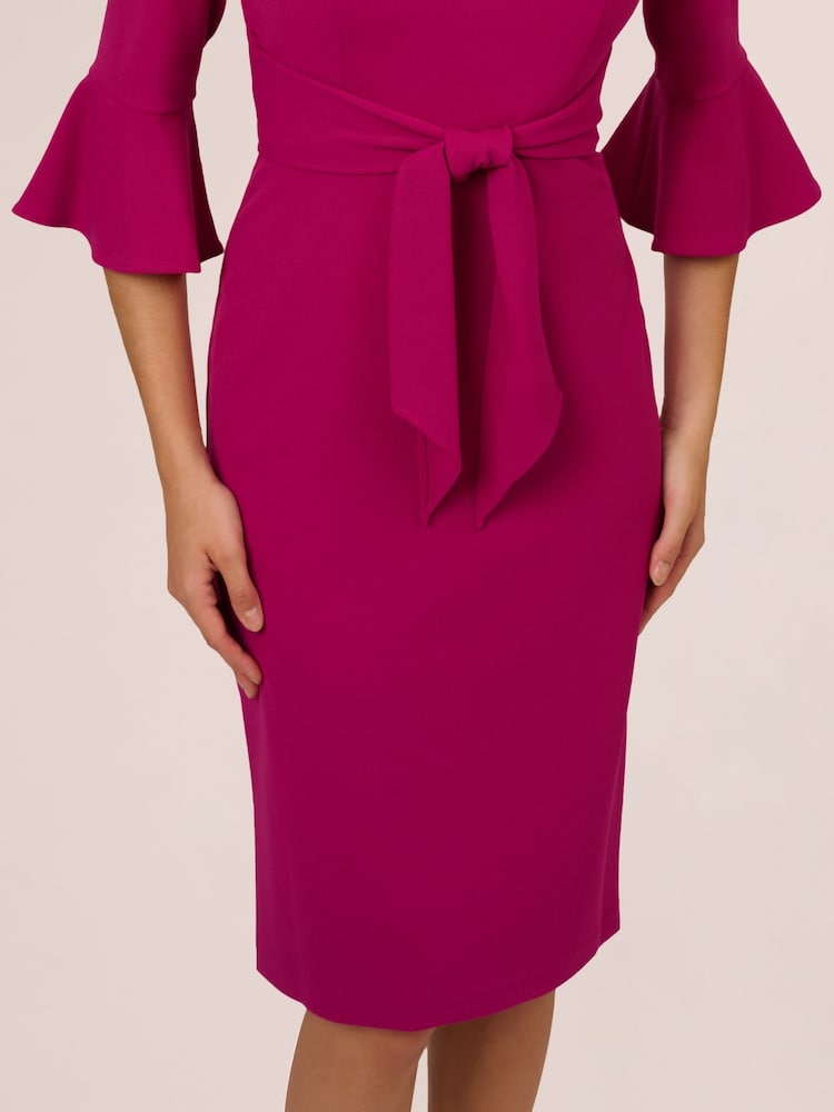 pink bell sleeve dress Cheetah Blooms Shimmer Bell Sleeve A Line Dress - Neutral/Pink