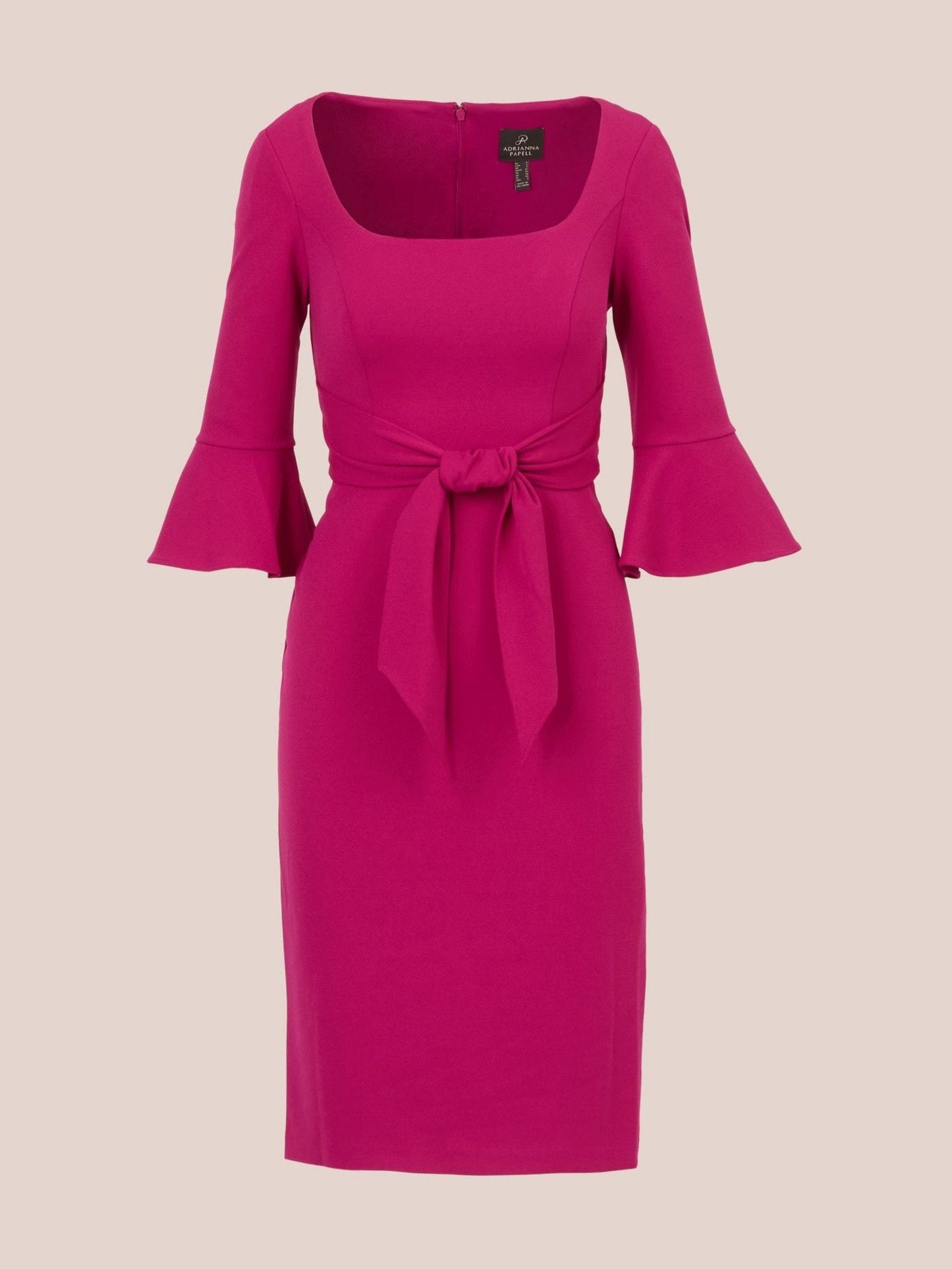 Buy Adrianna Papell Pink Bell Sleeve Tie Front Dress from