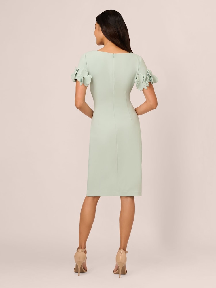 Adrianna Papell Green Knit Crepe Short Dress - Image 4 of 7