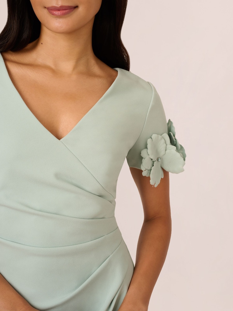 Adrianna Papell Green Knit Crepe Short Dress - Image 5 of 7