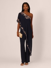 Adrianna Papell Blue One Shoulder Overlay Jumpsuit - Imagen 2 de 7