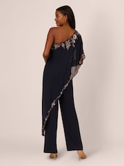 Adrianna Papell Blue One Shoulder Overlay Jumpsuit - Imagen 3 de 7
