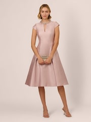 Adrianna Papell Natural Key Hole Mikado Midi Dress - Image 3 of 7