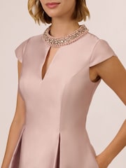 Adrianna Papell Natural Key Hole Mikado Midi Dress - Image 4 of 7