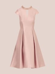Adrianna Papell Natural Key Hole Mikado Midi Dress - Image 6 of 7