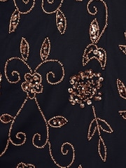 Adrianna Papell Blue Studio Bead Mesh Godet Long Dress - Image 7 of 7