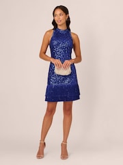 Adrianna Papell Blue Beaded Fringe Dress - Image 3 of 6
