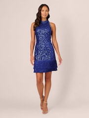 Adrianna Papell Blue Beaded Fringe Dress - Image 5 of 6