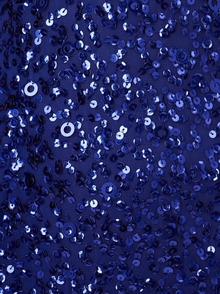 Adrianna Papell Blue Beaded Fringe Dress - Image 6 of 6