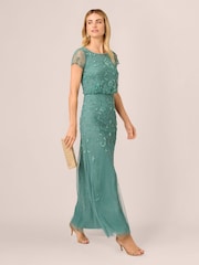 Adrianna Papell Green Studio Beaded Blouson Long Dress - Image 4 of 7
