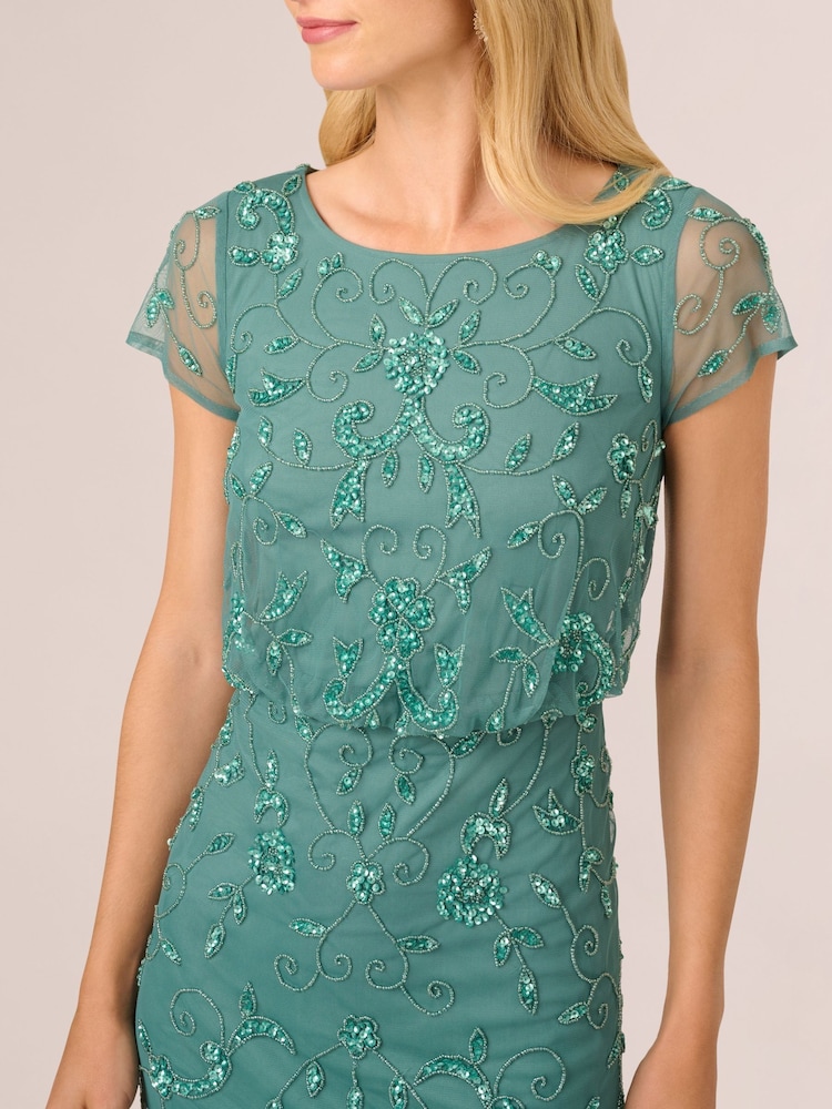 princess polly baby blue dress ADRIANNA PAPELL AP1E210438 BEADED BLOUSON BOW