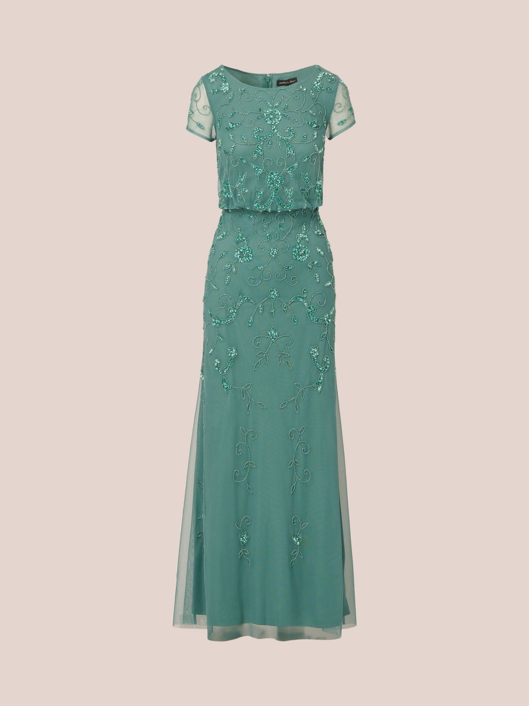 Buy Adrianna Papell Green Studio Beaded Blouson Long Dress