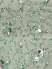 Adrianna Papell Green Illusion Beaded Mesh Dress - Image 7 of 7
