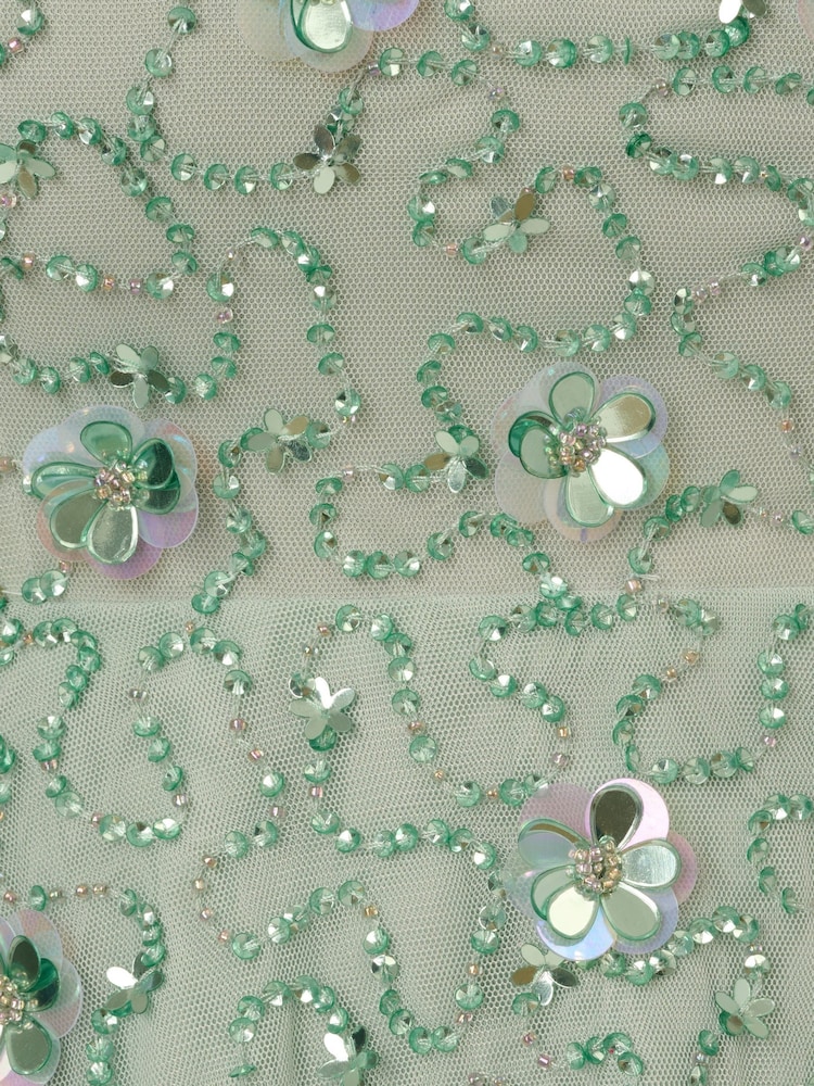 Adrianna Papell Green Illusion Beaded Mesh Dress - Image 7 of 7 Adrianna Papell Green Illusion Beaded Mesh Dress - Image 7 of 7