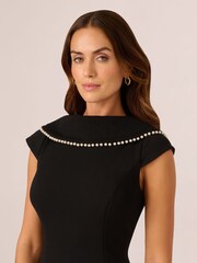Adrianna Papell Roll Neck Pearl Black Midi Dress - Image 4 of 7