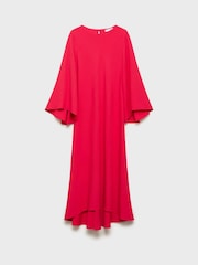 Mango Pink Flute Sleeve Satin Midi Dress - Image 5 of 6