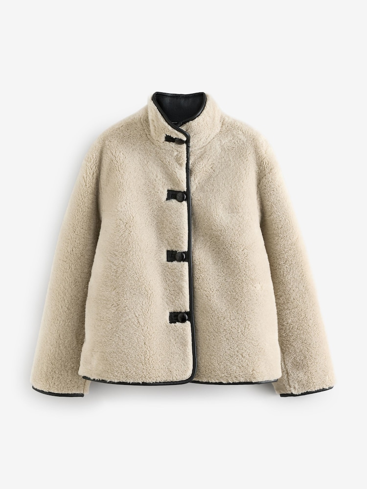Mango Cream Fleece Duffle Coat - Image 6 of 6 Mango Cream Fleece Duffle Coat - Image 6 of 6
