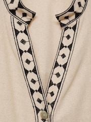 Mango Cream Long Sleeve Patterned V-Neck Dress - Image 6 of 6