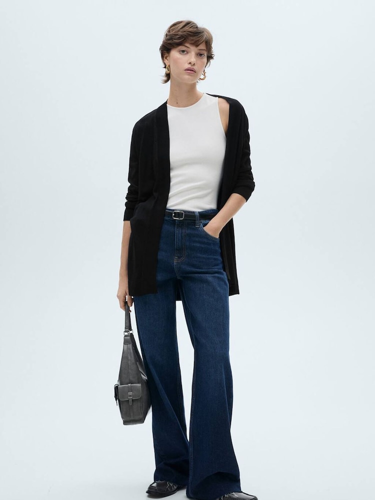 Mango Black Fine-Knit Cardigan - Image 1 of 5