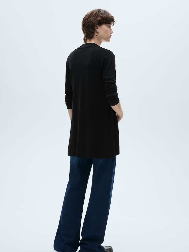 Mango Black Fine-Knit Cardigan - Image 2 of 5
