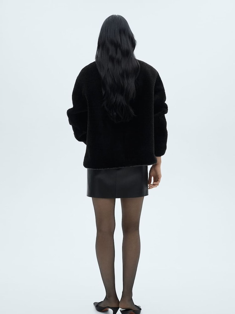 Mango Black Fleece Duffle Coat - Image 2 of 7