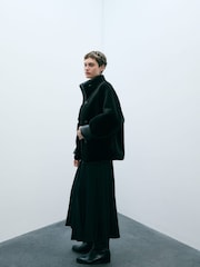 Mango Black Fleece Duffle Coat - Image 5 of 7