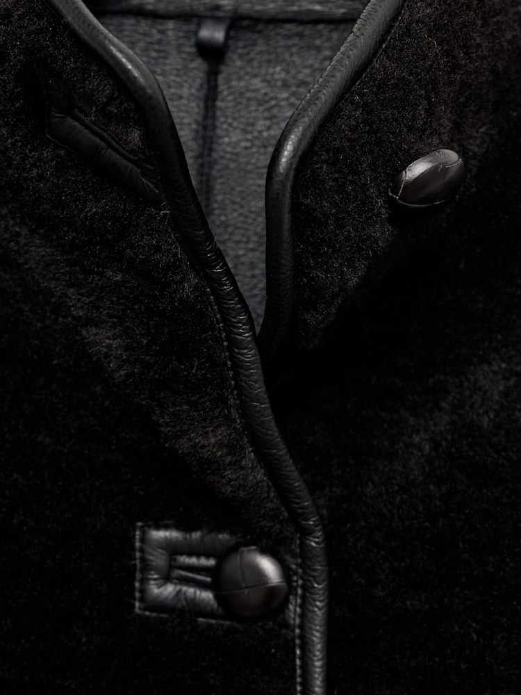 Mango Black Fleece Duffle Coat - Image 7 of 7