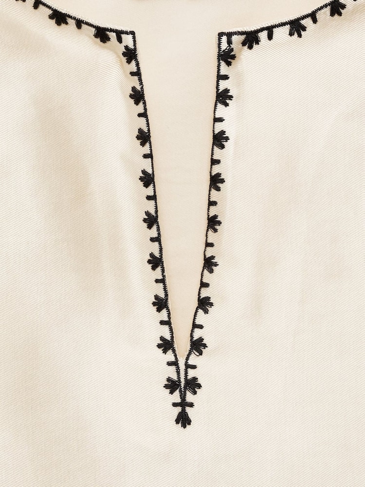 Mango Cream Embroidered Satin Blouse - Image 6 of 6