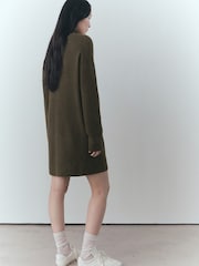 Mango Khaki Roll Neck Knitted Jumper Dress - Image 2 of 6