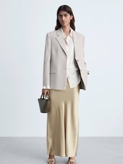 Mango Gold Satin Long Skirt - Image 1 of 5