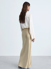 Mango Gold Satin Long Skirt - Image 2 of 5
