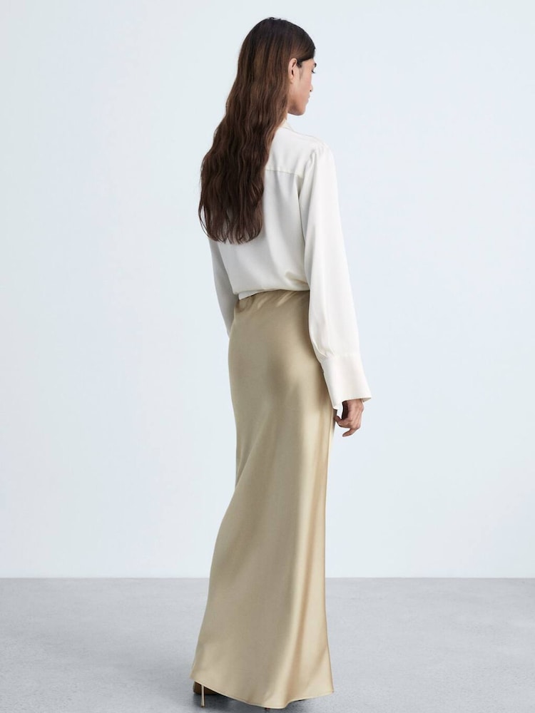 Mango Gold Satin Long Skirt - Image 2 of 5 Mango Gold Satin Long Skirt - Image 2 of 5
